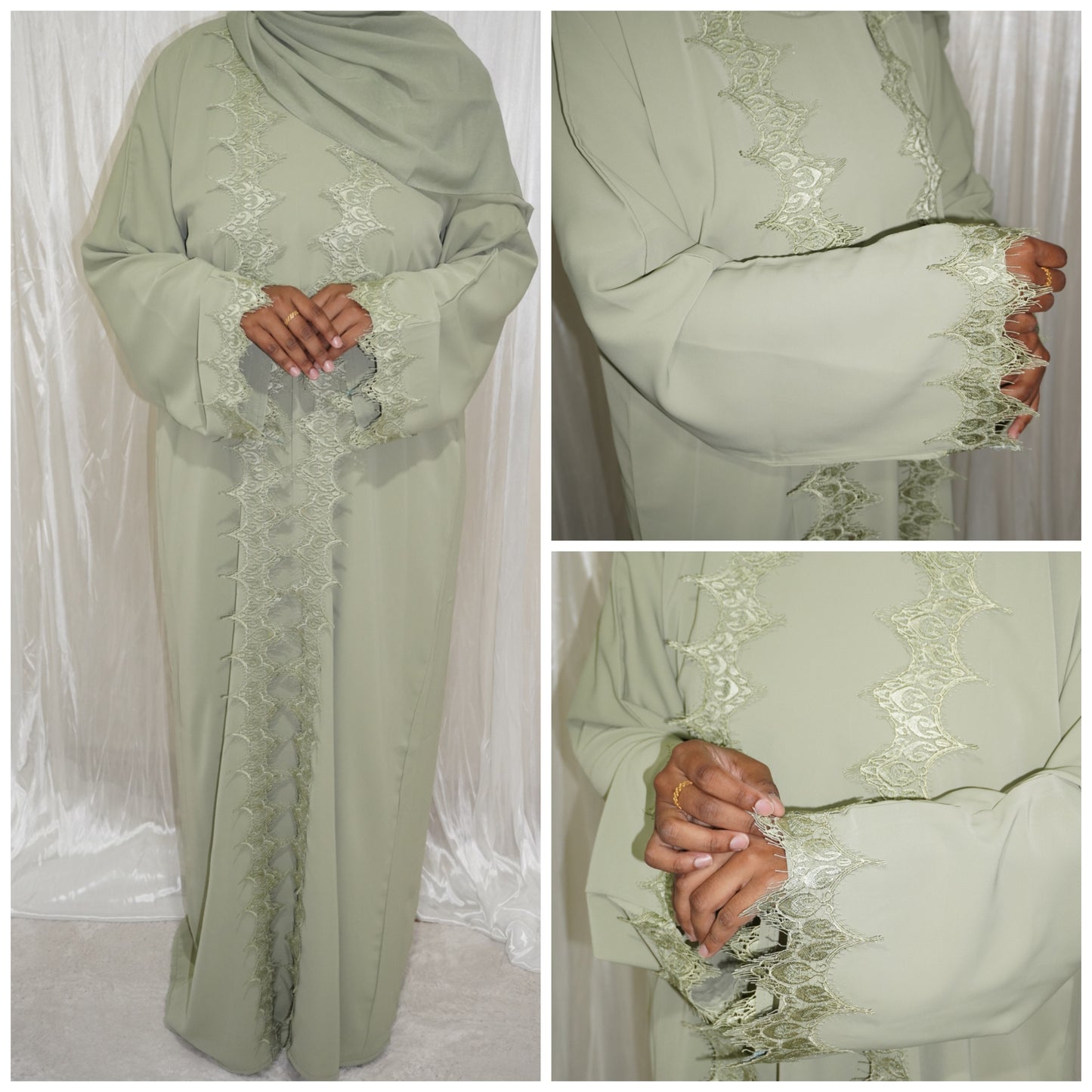 Fatiisa Dream Abaya - Mauve Elegance Long Sleeve Embroidered Set with Hijab & Inner for All Seasons Party Wear