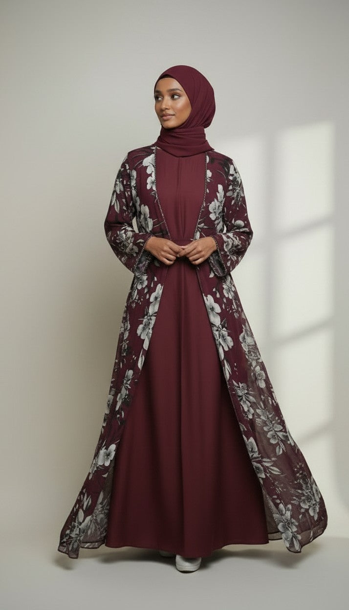 Safa Chiffon Abaya Elegant 4-piece printed