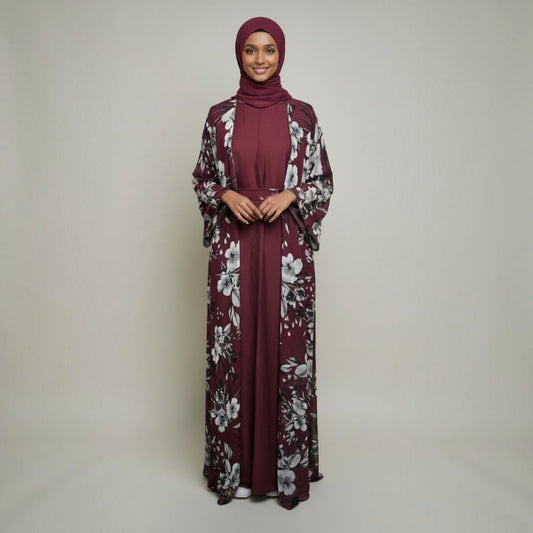 Safa Chiffon Abaya Elegant 4-piece printed