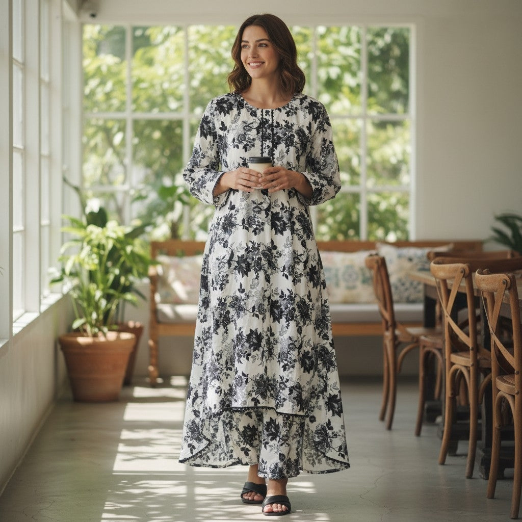 2 Piece Long Printed Outfit Co-ords Set