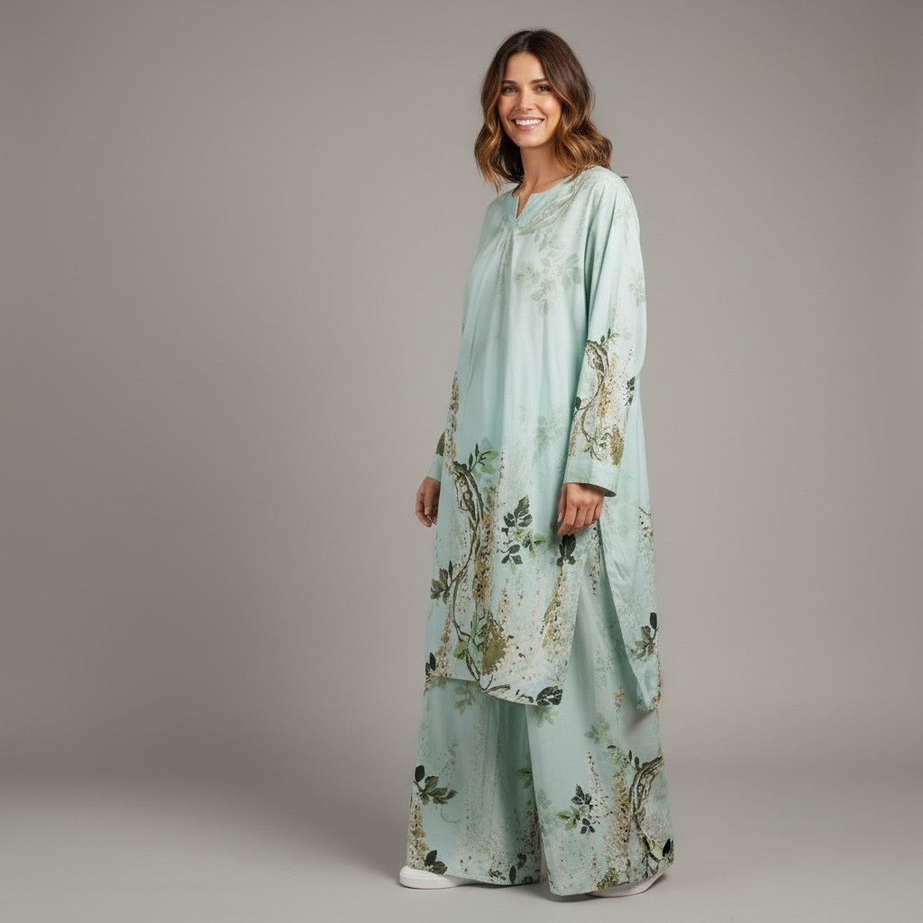 2 Piece Long Printed Outfit Co-ords Set