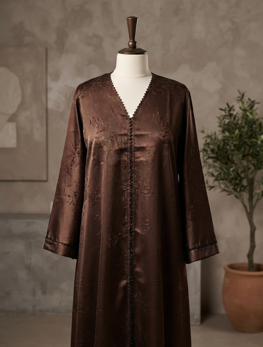 Luxury Jacquard Closed Abaya with Matching Scarf