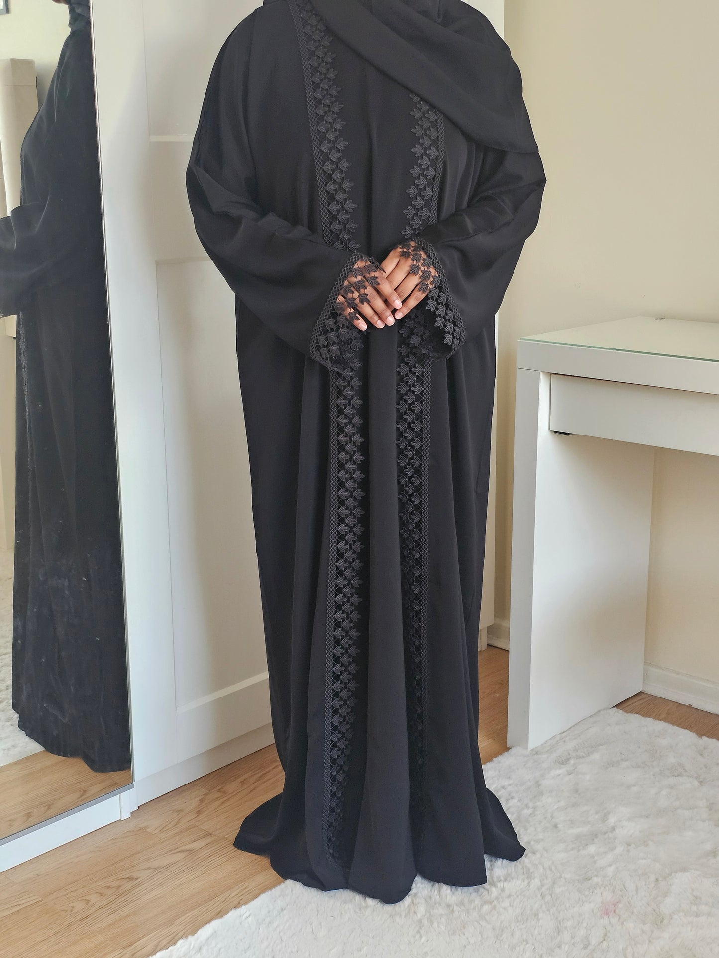 Fatiisa Maya Lace Abaya Elegant Black Lace Abaya | Modest & Stylish | Everyday & Occasion Wear
