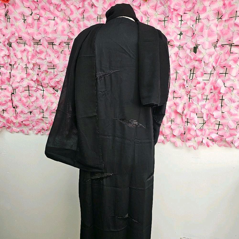 Nadia Embroidered Abaya with Beaded Work & Button - Size 50-58, Soft Material, Elegant Design, Versatile Styling for Everyday Elegance or Special Occasions
