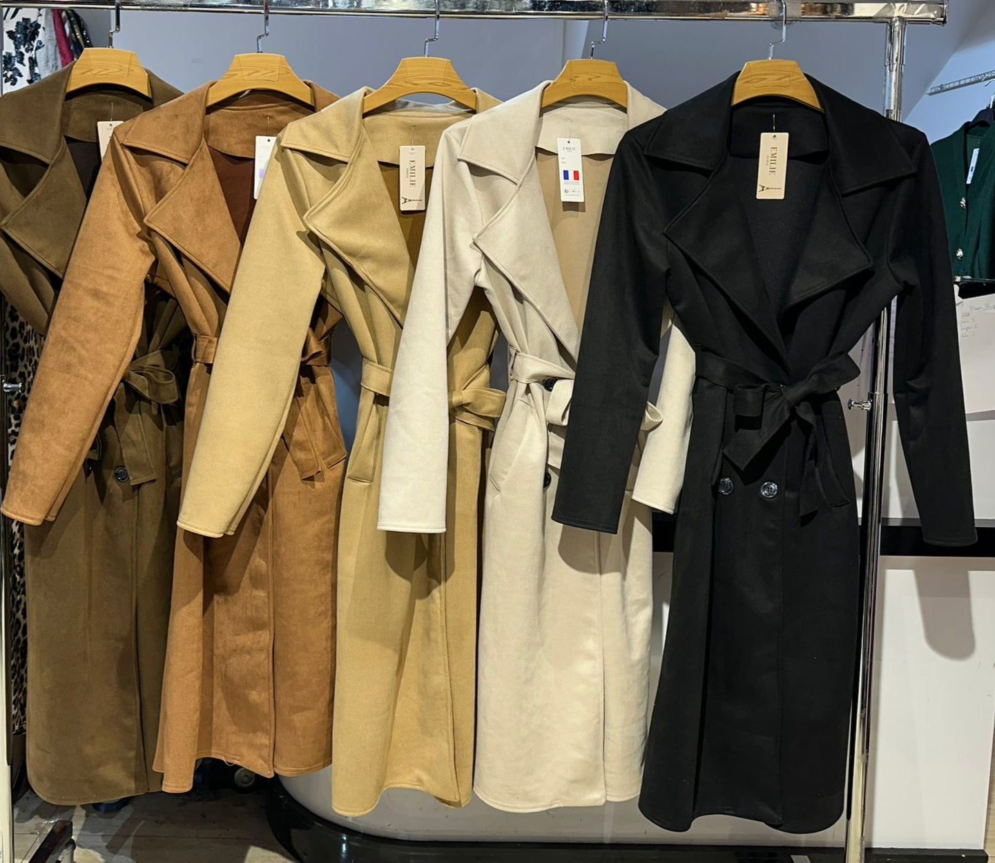 Elegant Women's Long Sleeve Suede Fabric Fitted Trench Coat with Matching Warm Scarf - Size 6-14 Lightweight All Seasons Jacket