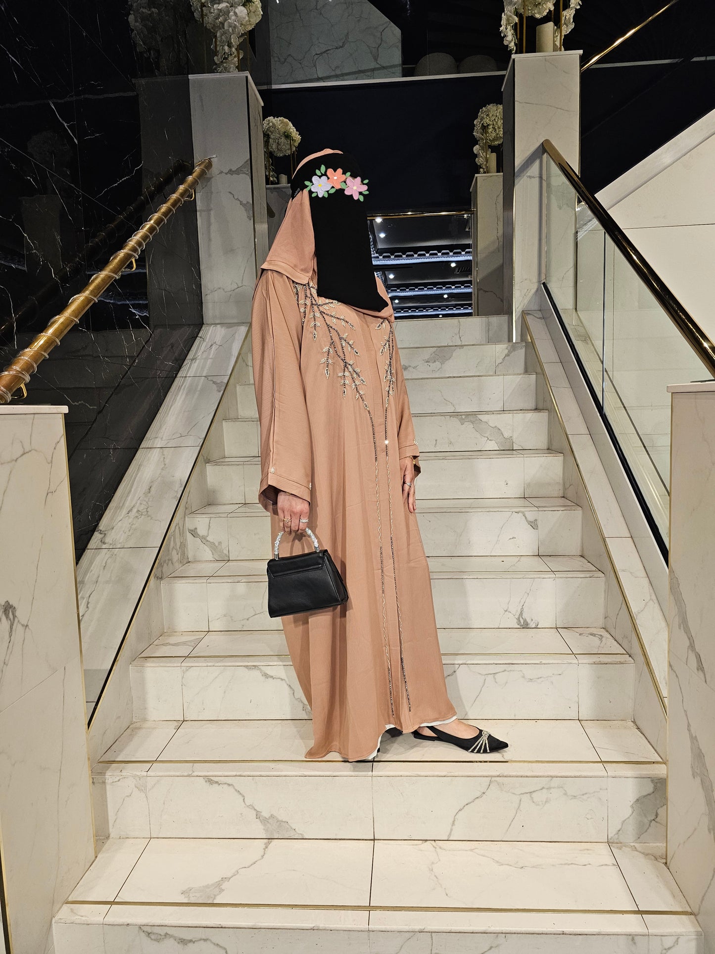 New Fatiisa Amal Buttons Abaya with Scarf and Belt