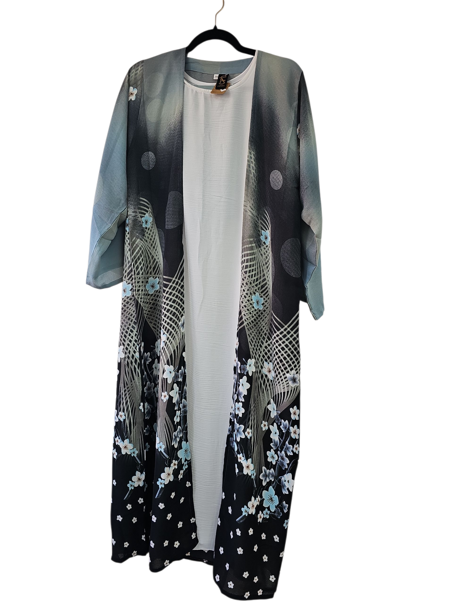 fatiisa Printed Floral Abaya with Inner Slip & Scarf