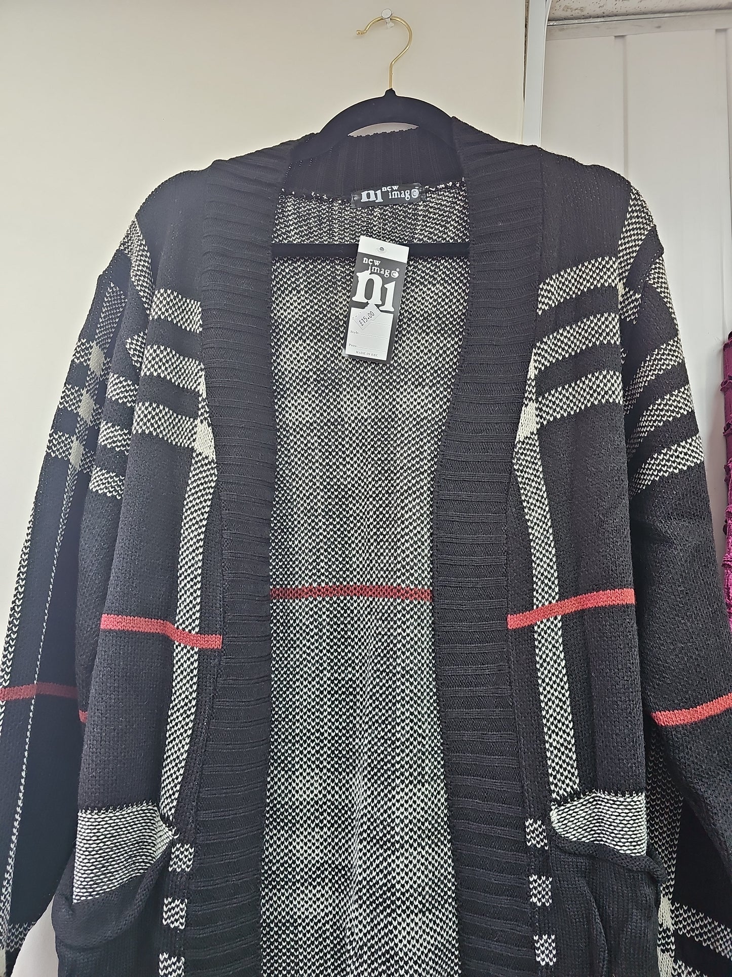 Contrast Striped Knitted Open Front Cardigan