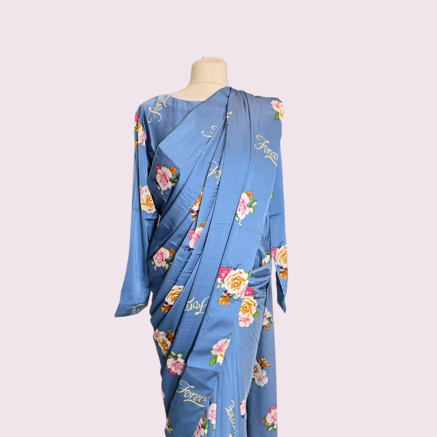 Satin Floral Printed Ready-made Saree